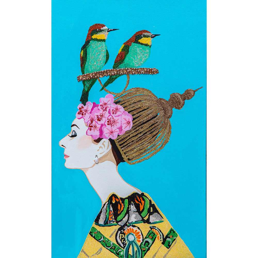 #311 Audrey Mini Masterpiece With Pink Roses & Bee Eaters