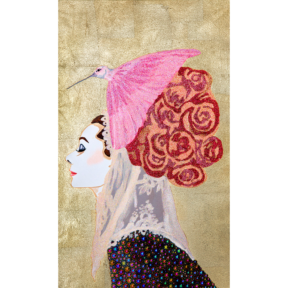 #320 Audrey With Scarlet Ibis on Gold Leaf Mini Masterpiece