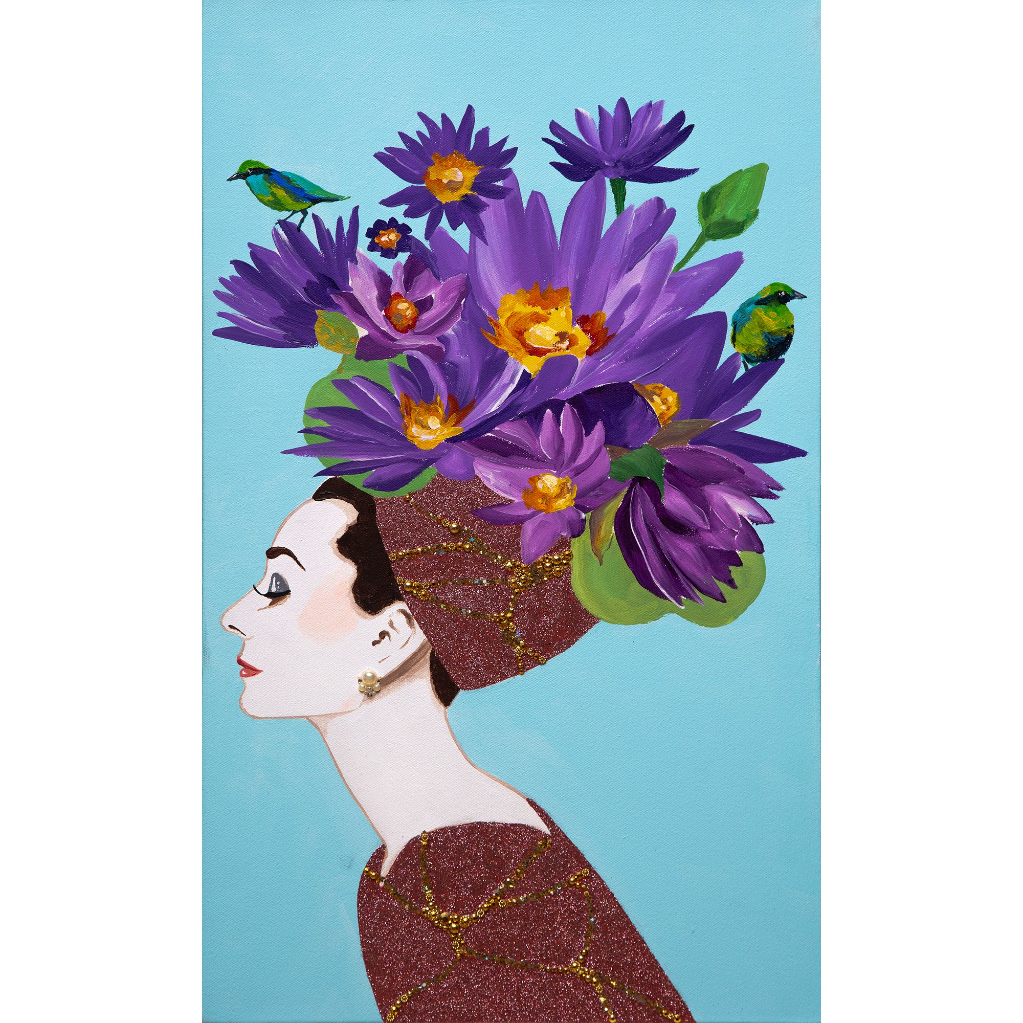 #381 Audrey with Purple Lotus Chapeau & Kintsugi Dress Mini Masterpiece