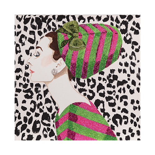 #36 Audrey With Green + Purple Striped Chapeau