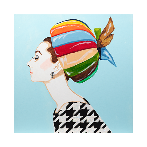 #65 Audrey With Striped Pillbox Chapeau
