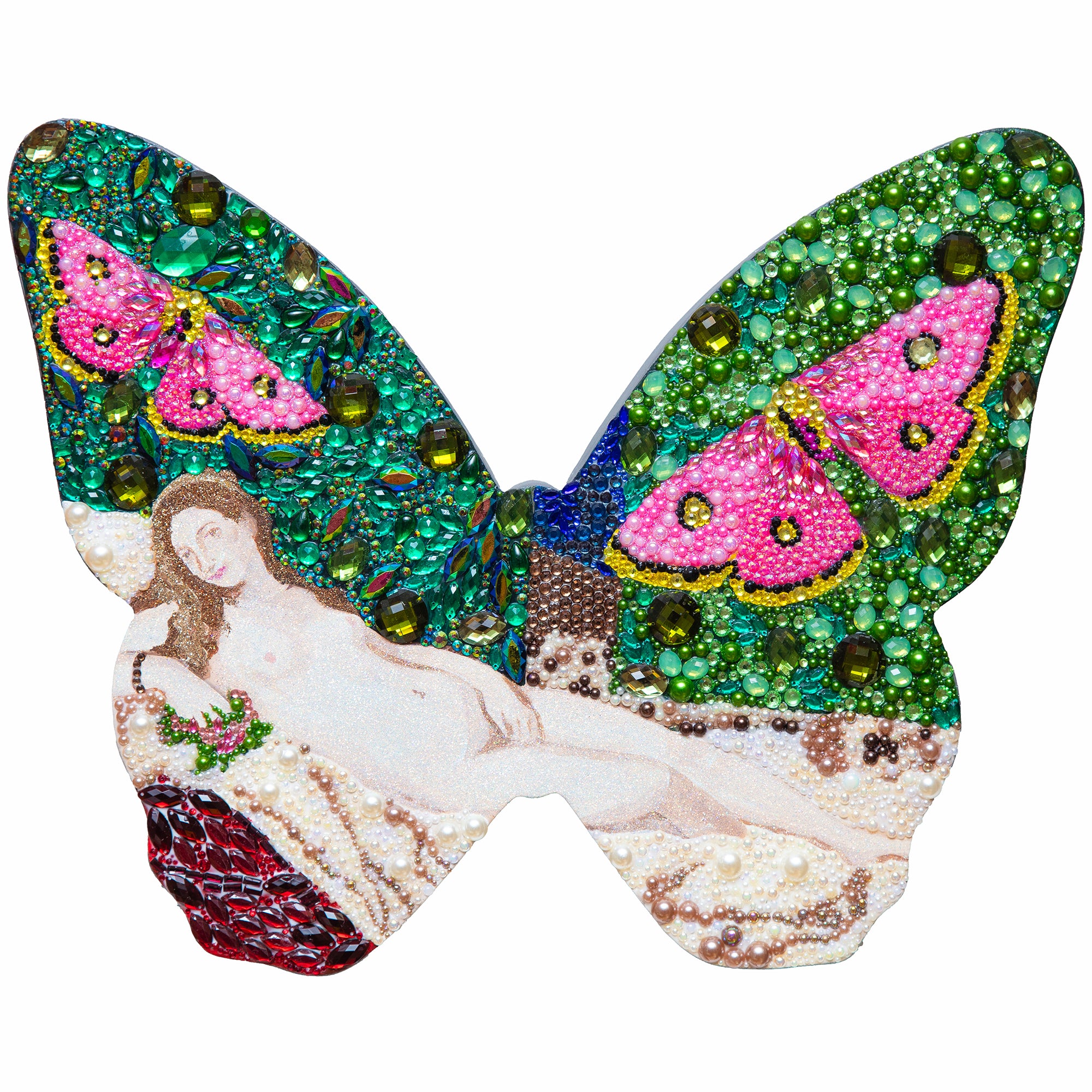 #534 Reclining Nude With Silk Moths Butterfly Cutout | 16"