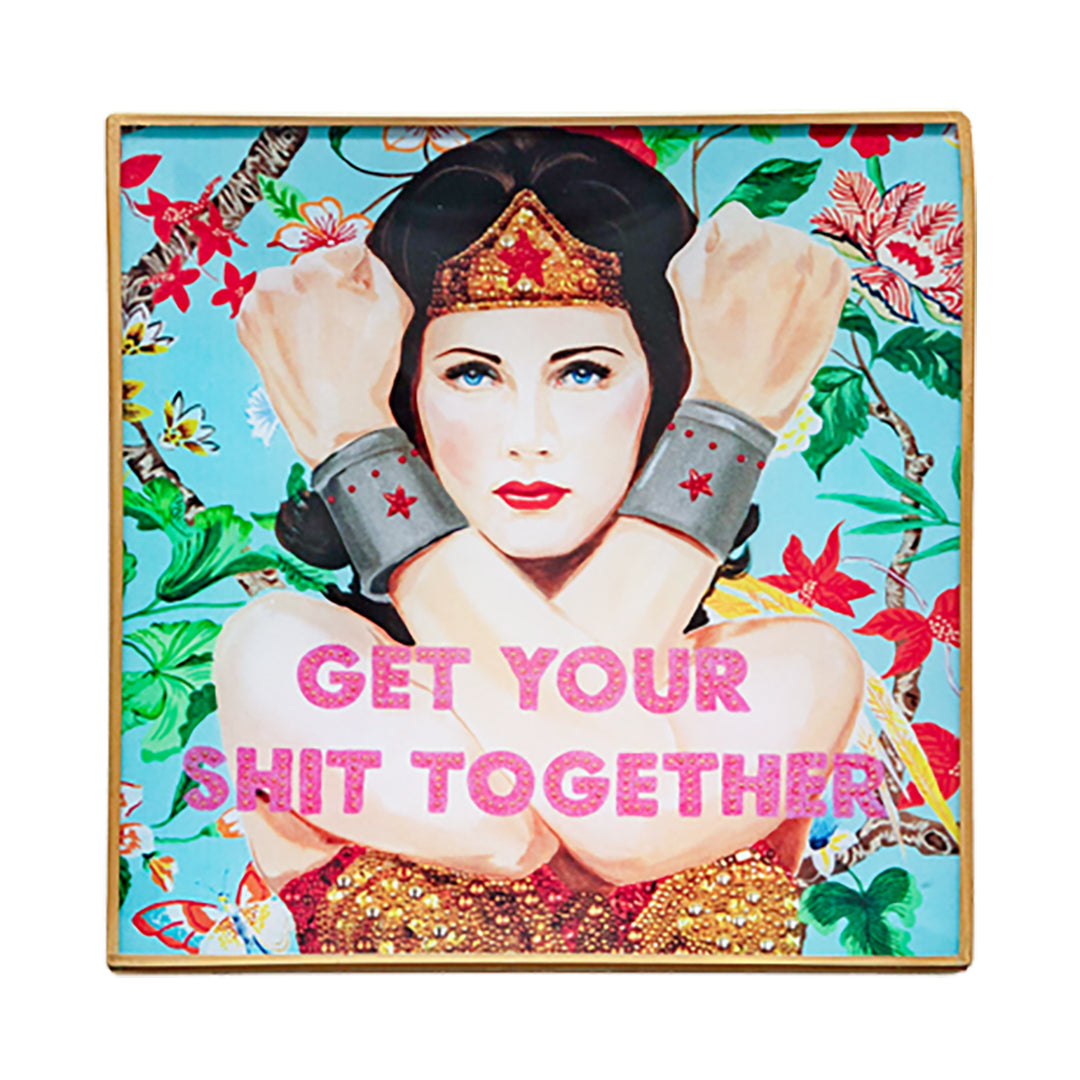 Wonder Woman "Get Your Shit Together" Glass Deco Tray