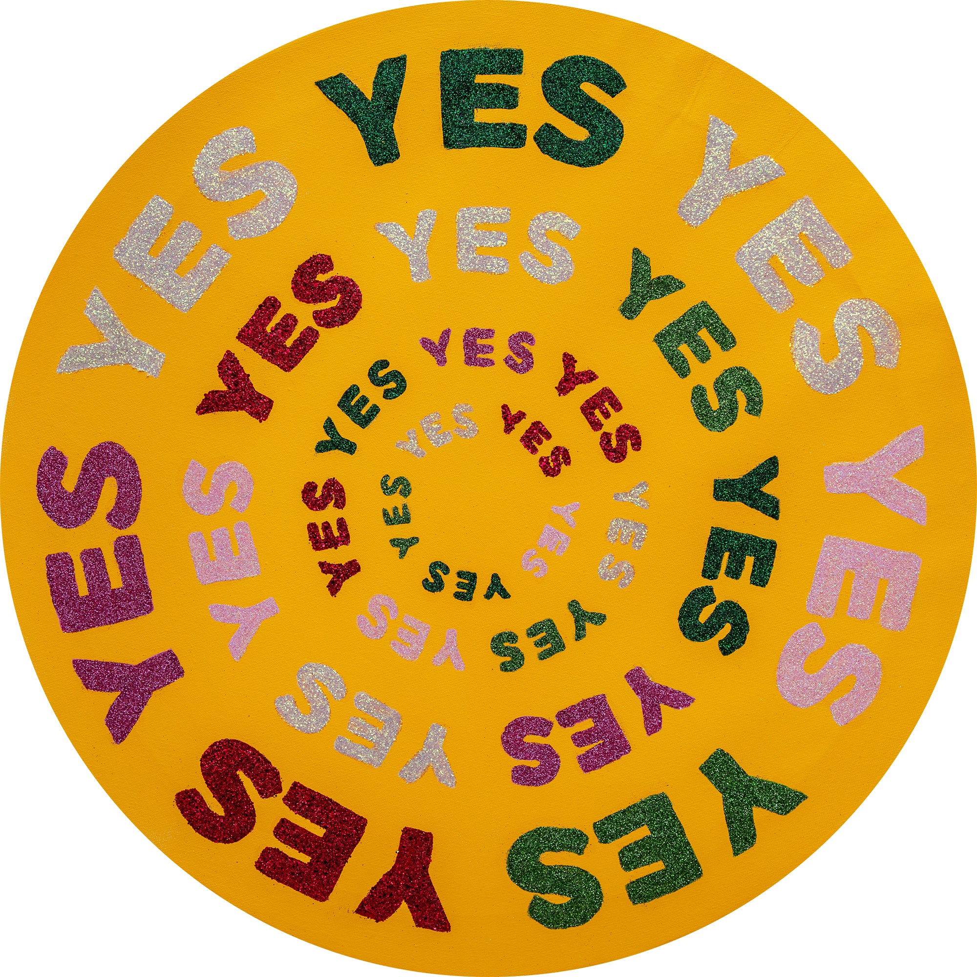 Yes Yes Yes Tondo on Chrome Yellow
