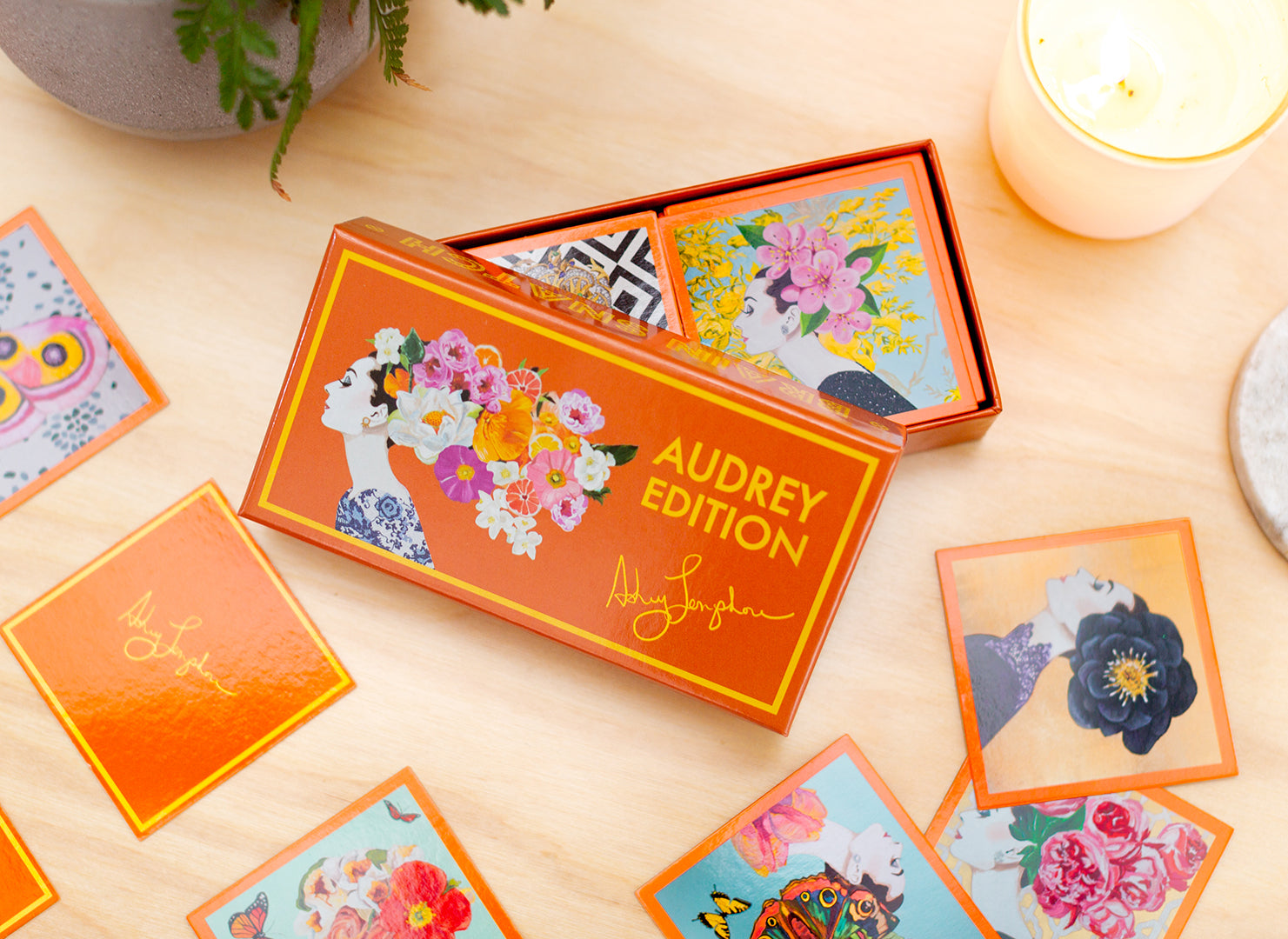 Ashley Longshore Audrey Brain Snatch card game featuring paintings from her Audrey Collection.