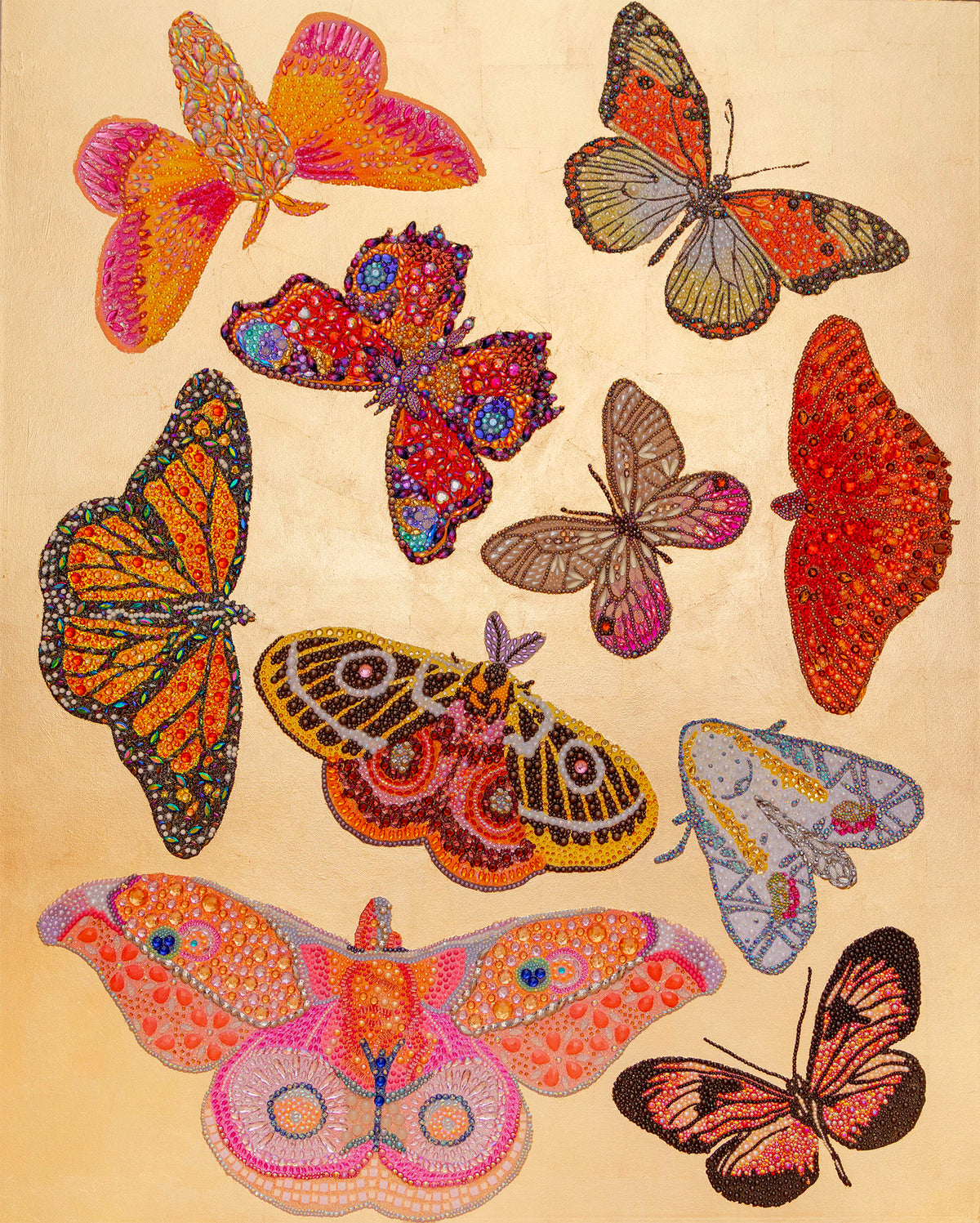 Orange Metamorphosis on Gold Leaf