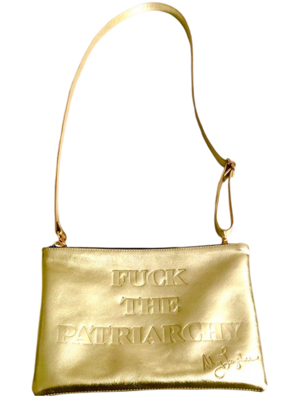 Metallic Gold “Fuck the Patriarchy” Leather Bag