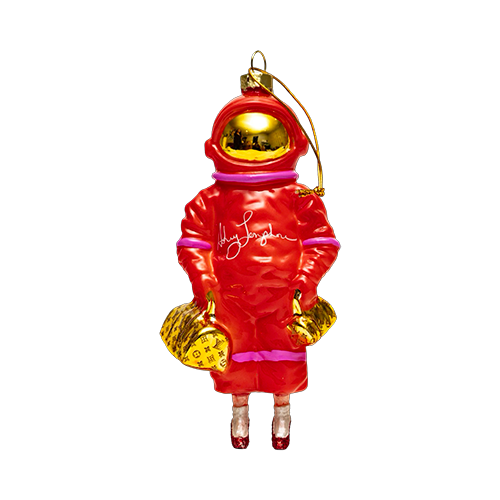 Red Astronaut Glass Ornament