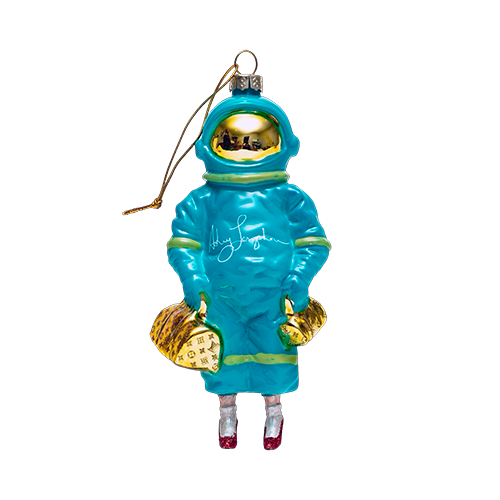 Turquoise Astronaut Glass Ornament