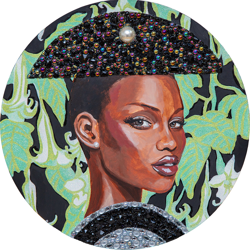 #326 Female Muse With Half MoonArt Deco Crown