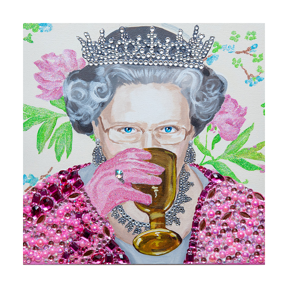 #339 Queen Elizabeth on Pink Peony Floral