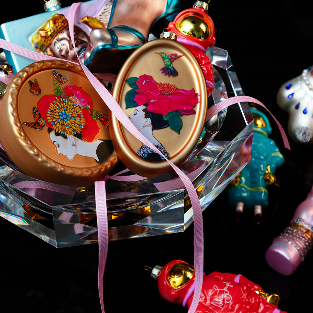 "Audrey With Hummingbird" Glass Ornament | *Preorder