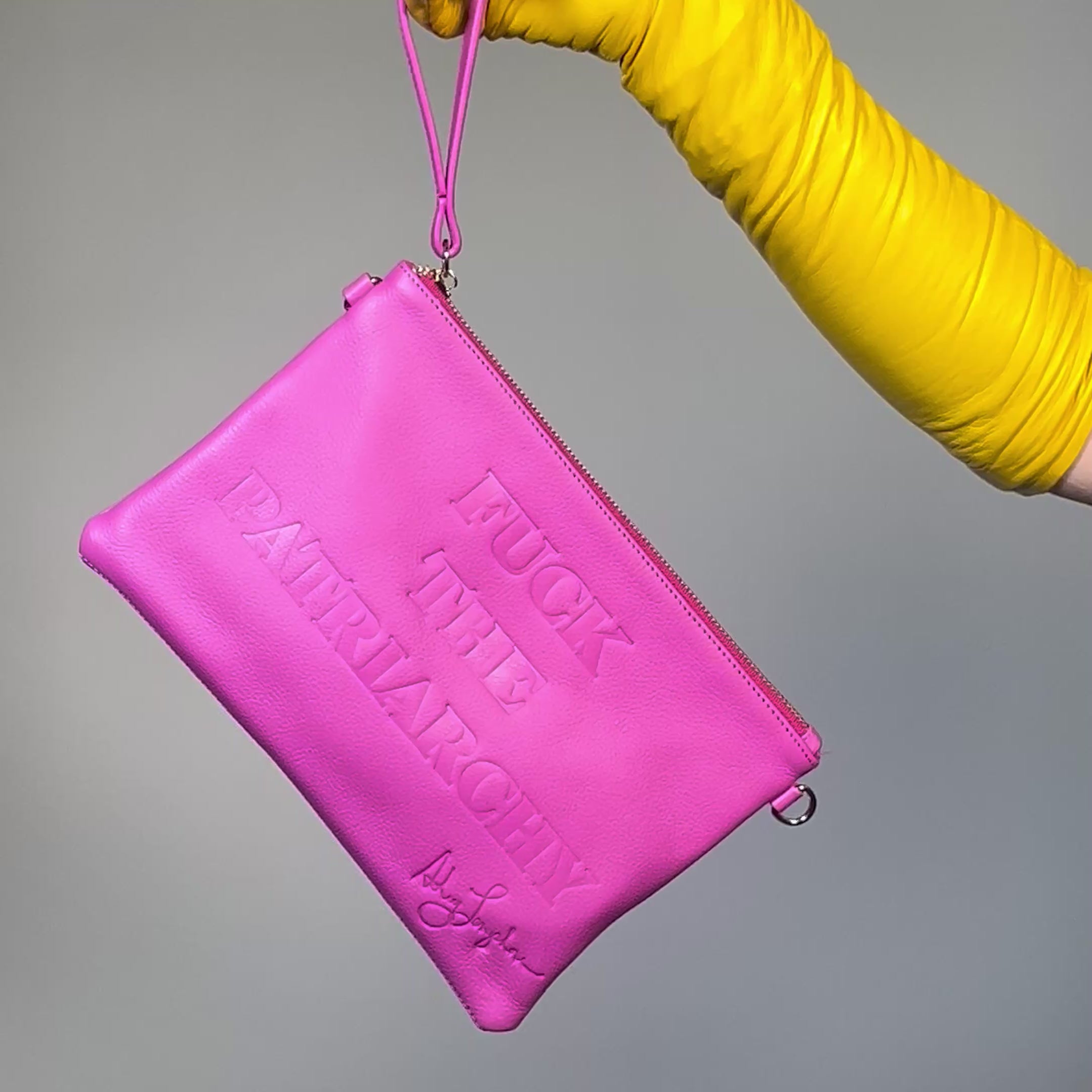 Vibrant Pink “Fuck the Patriarchy” Leather Bag