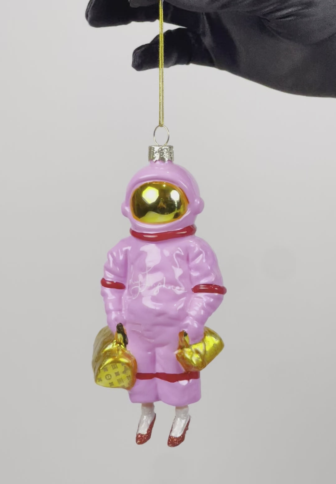 Pink Astronaut Glass Ornament