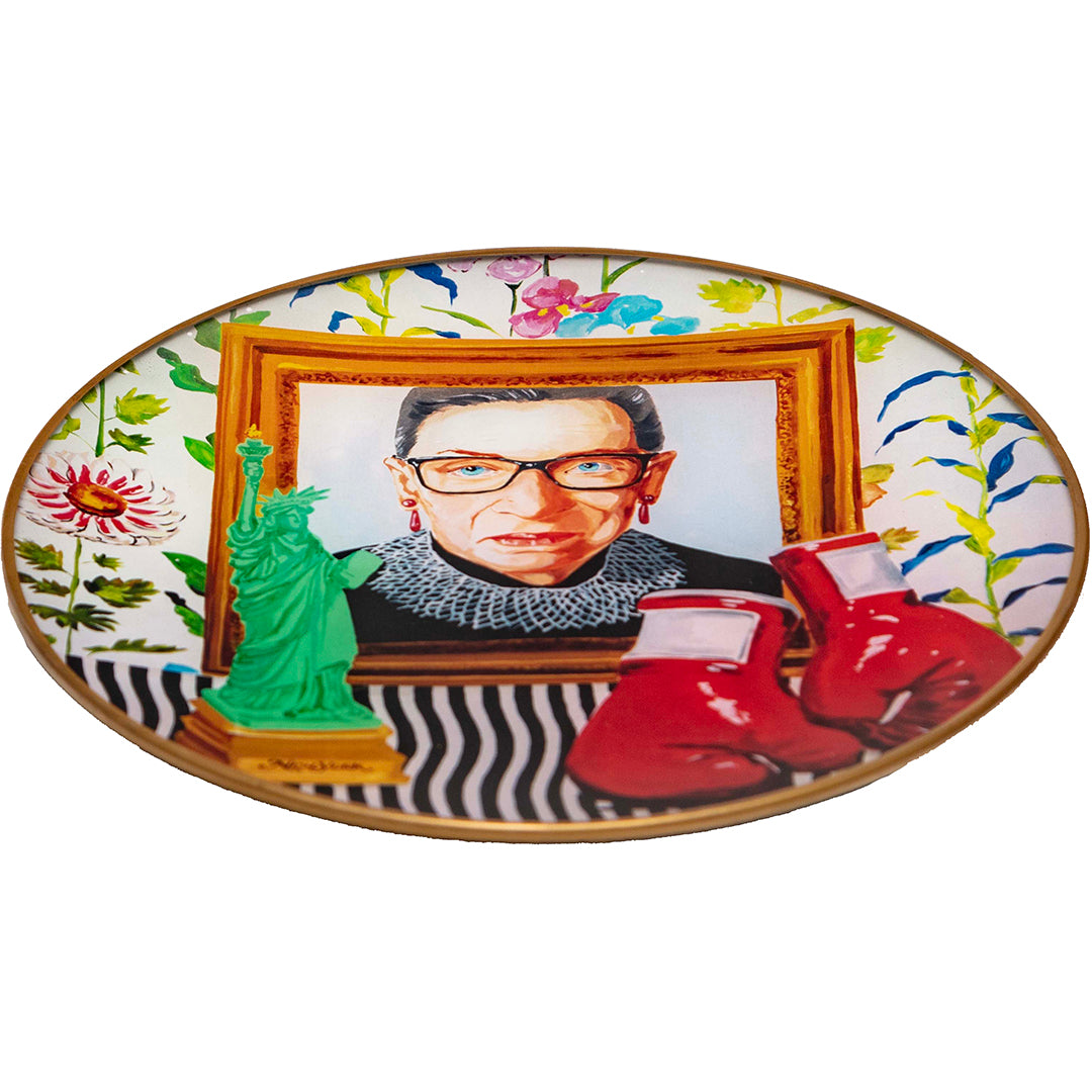 RBG “Gloves On” Glass Deco Tray