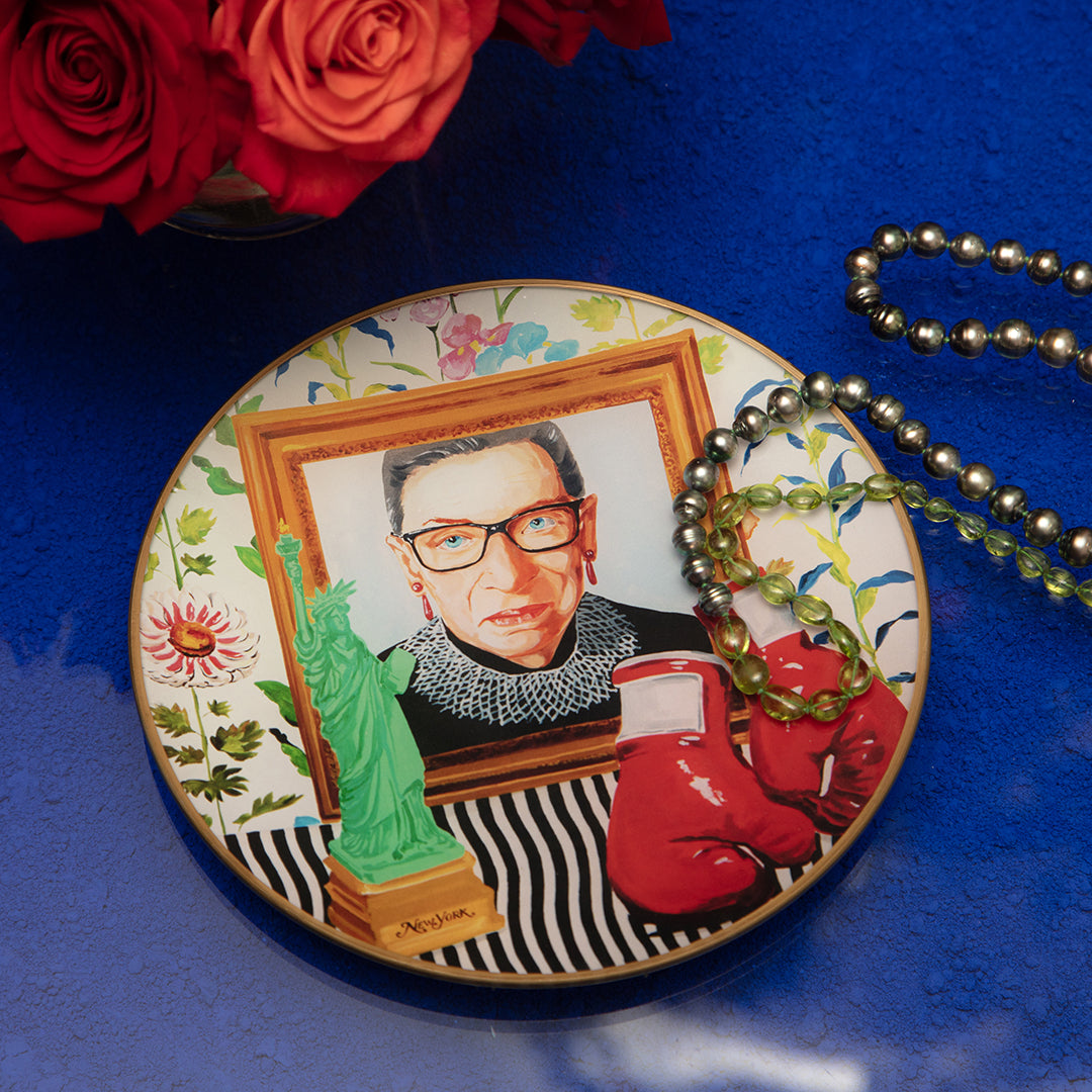 RBG “Gloves On” Glass Deco Tray