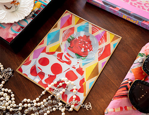 Happy Place Glass Deco Tray