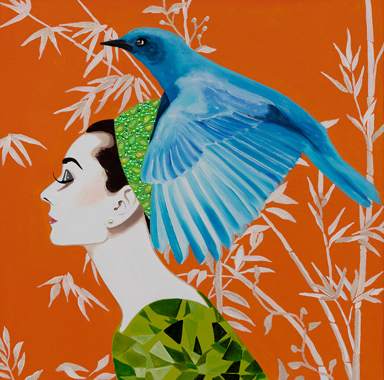 Audrey with Mountain Bluebird and Peridot Dress