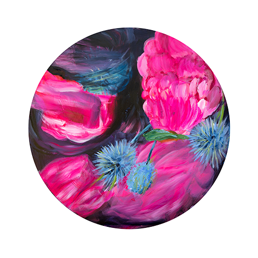 18” Round Monette Peonies and Thistles