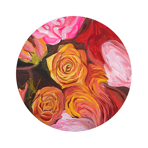 18” Round Monette Orange Spray Roses