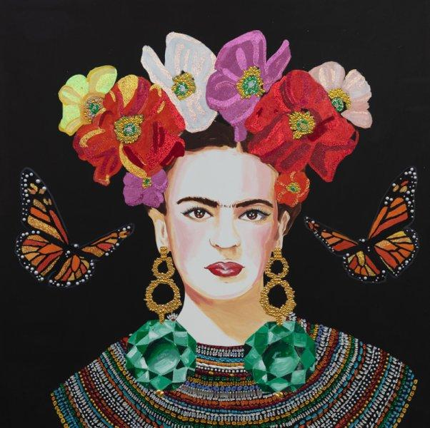 Frida with Ceremonial Collar and Emerald Earrings