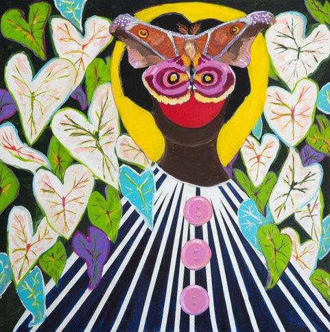 Abstract with Pink and Orange Luna Moth