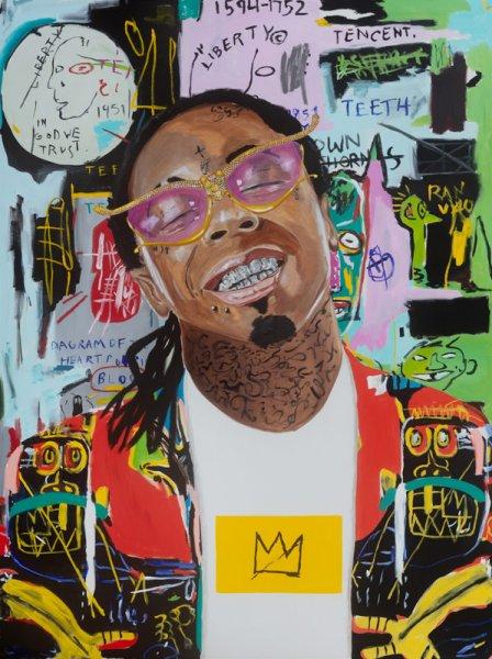 King Weezy with Basquiat Jacket and Background