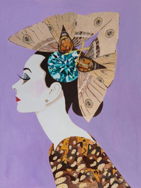 Audrey with Gold Butterfly Headdress and Lavender Background