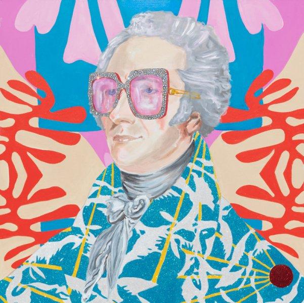 Alexander Hamilton with Multicolor Matisse Jacket and Background