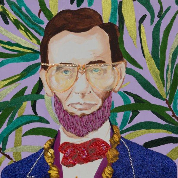 Abe with Tropical Lavender Background, Donkey Rope, and Pink Beard