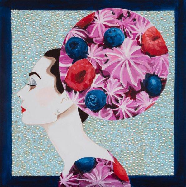Audrey with Berries and Navy Frame