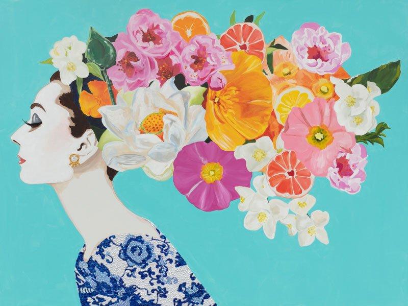 Audrey with Trail of Spring Blossoms
