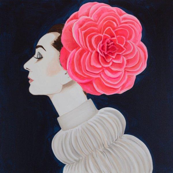 Audrey with Camelia and White Pleated Vase