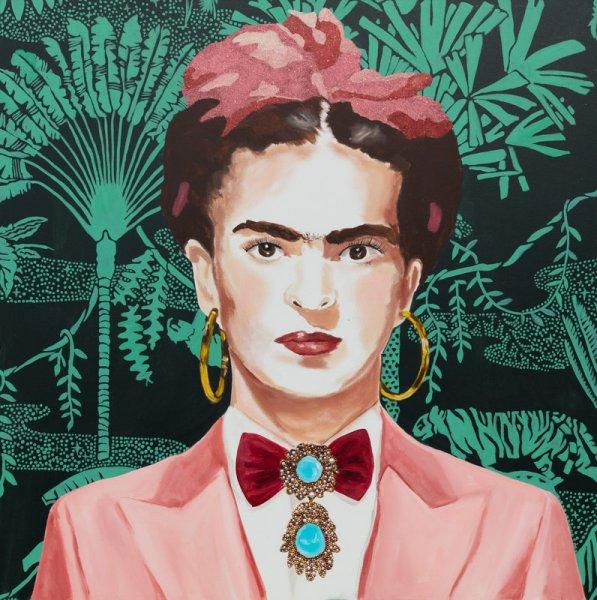 Frida with Pink Power Suit and Jungle Wallpaper