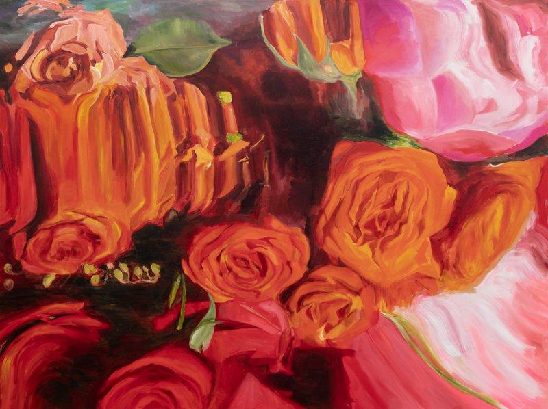 Monette with Orange Garden Roses