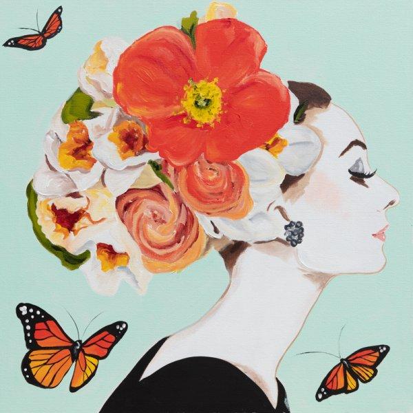 Audrey with Floral Headdress and Monarchs