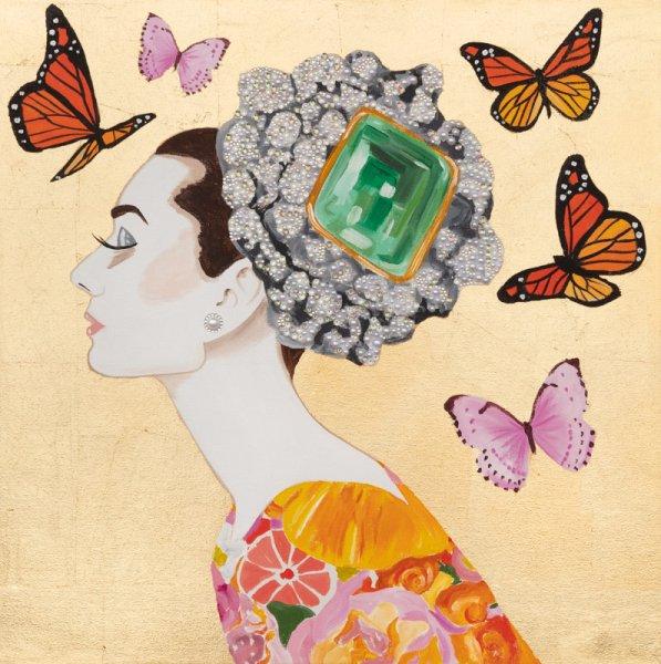 Audrey with Jewel Headdress and Citrus Dress