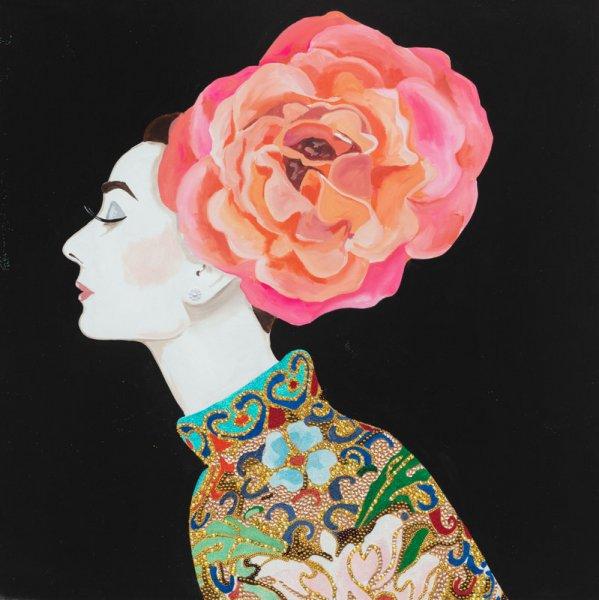 Audrey with Rose Pink Flower Headdress