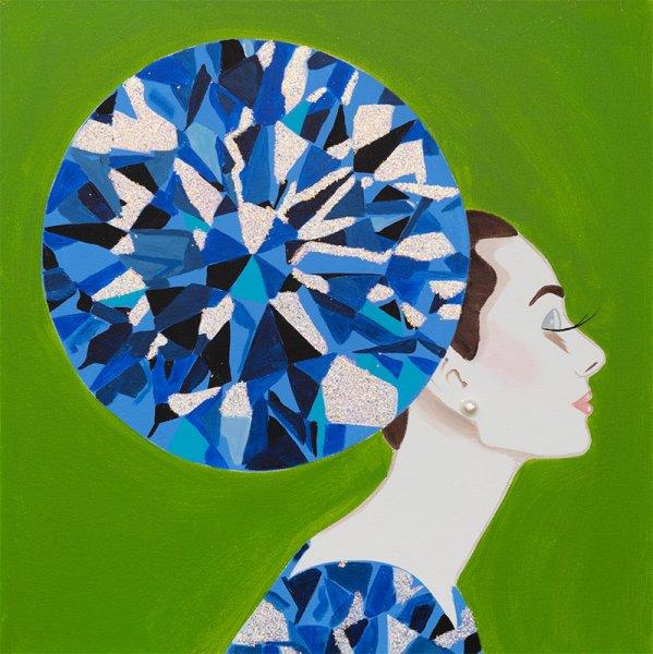 Audrey with Blue Diamond Headpiece and Dress