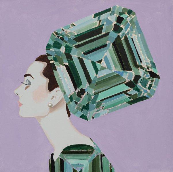Audrey with Green Diamond Headpiece and Dress