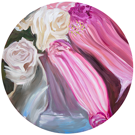 36" ROUND MONETTE PINK ROSE REFLECTION