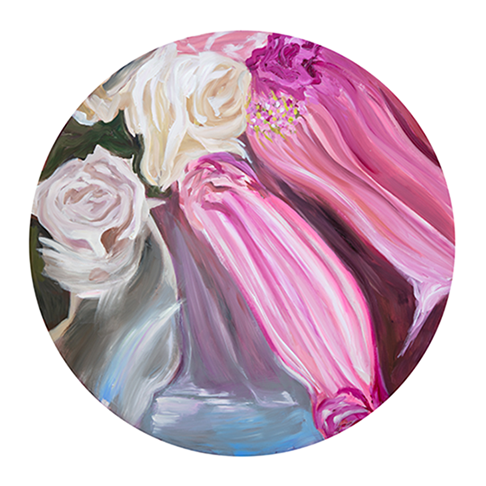 36” Round Monette Pink Rose Reflection