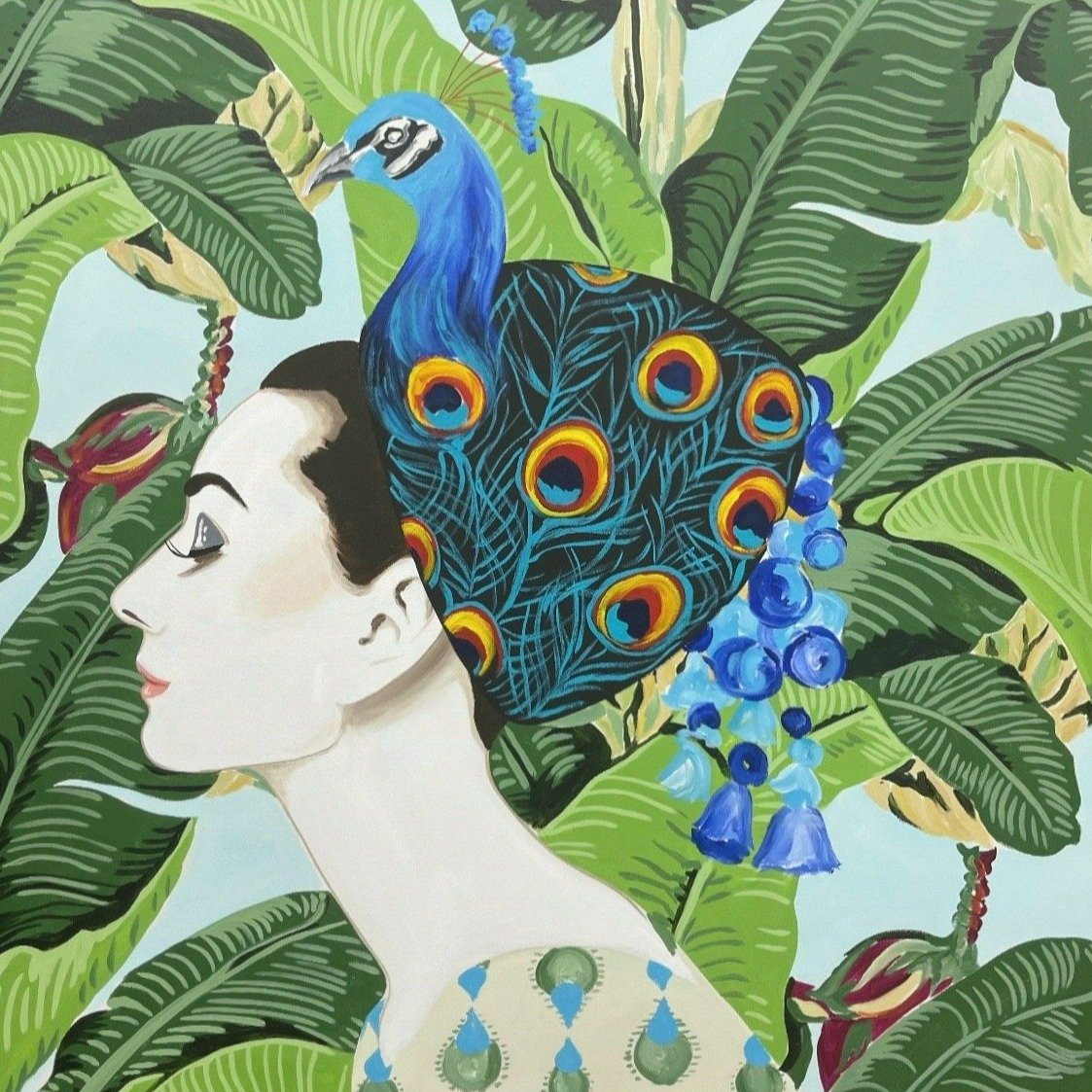 Audrey Peacock with Banana Leaves
