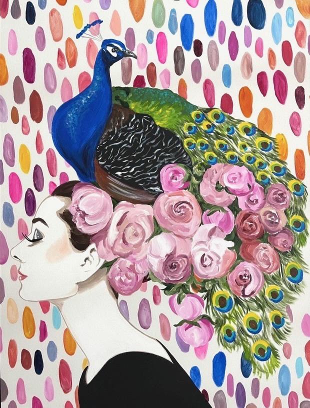 Audrey Peacock with Lilac Rose Headdress