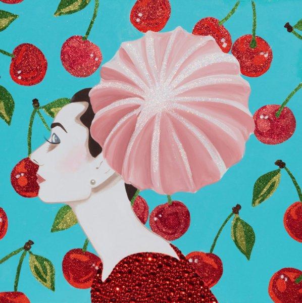 Audrey with Cherry Background