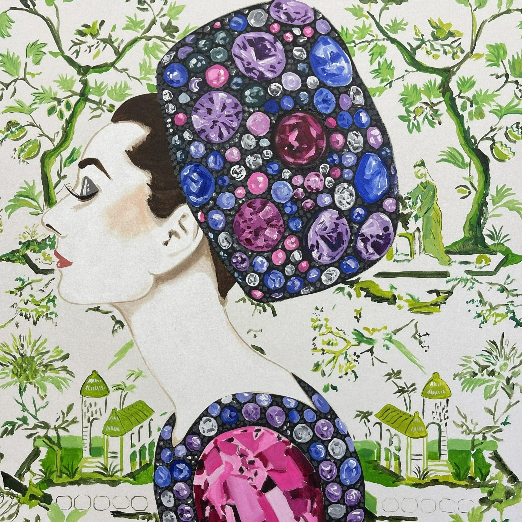 Audrey with Pink and Purple Brooch Dress
