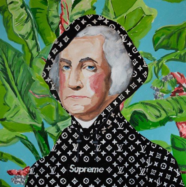 George Washington in Black Supreme Hoodie