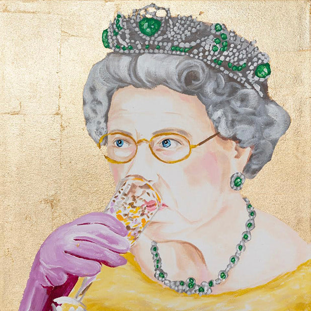 #164 The Queen in the Giggle Juice on Gold Leaf