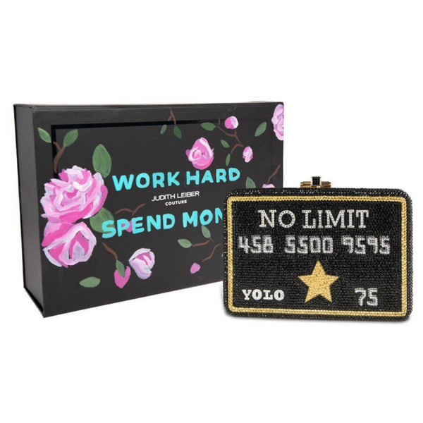 Ashley Longshore x Judith Leiber Yolo' Black Card Bag With Hand-Painte