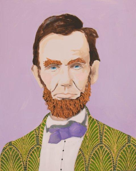 Abe with Art Deco Jacket, Gold Beard, and Purple Background